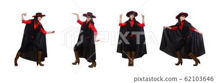 Girl in black and red carnival suit isolated on white Girl in black and red carnival suit isolated on white 62103646