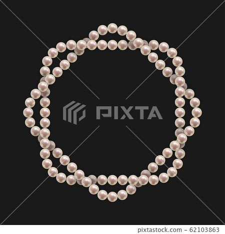 Frame with threads of pearls. Decorative design element on black background. Vector illustration 62103863