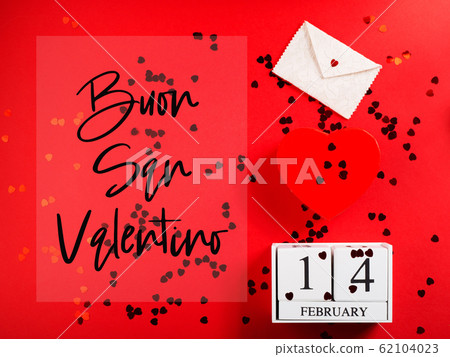 Happy valentines day concept in italian on red 62104023