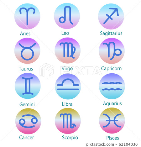 12 constellation symbols gradation color Stock Illustration