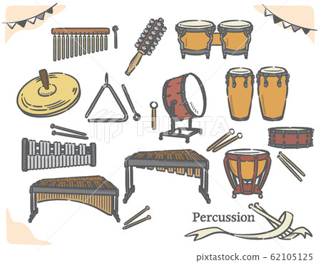 Illustration material set of percussion 62105125