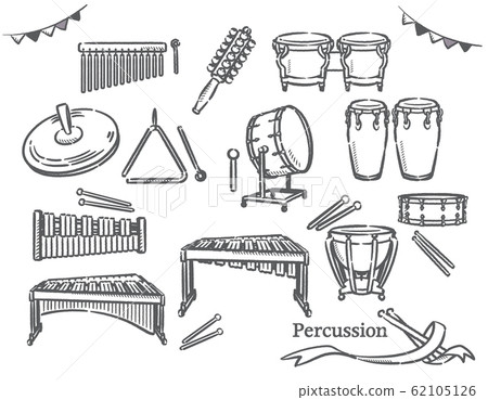 Illustration material set of percussion 62105126