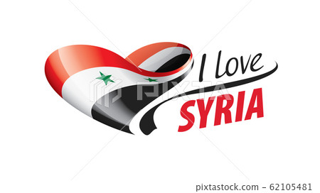 National flag of the Syria in the shape of a heart and the inscription I love Syria. Vector illustration National flag of the Syria in the shape of a heart and the inscription I love Syria. Vector illustration 62105481