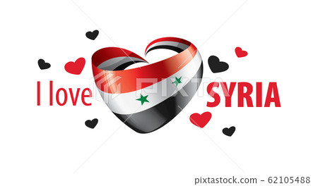 National flag of the Syria in the shape of a heart and the inscription I love Syria. Vector illustration 62105488