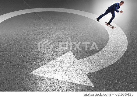 Businessman riding skateboard on financial graph Businessman riding skateboard on financial graph 62106433