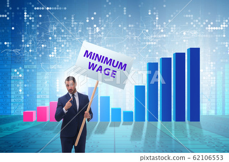 Concept of minimum wage with businessman Concept of minimum wage with businessman 62106553