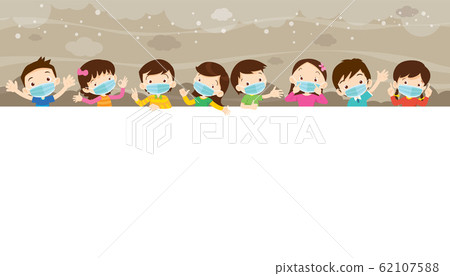 children wear a medical face mask with copy space children wear a medical face mask with copy space 62107588