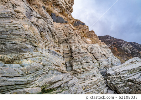 Layers of schist found in the rocks of Maghera beach near Ardara County Donegal in Ireland. 62108035