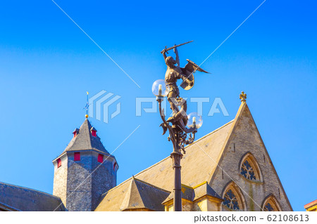 Details of medieval St. Michael Bridge in Ghent, Belgium 62108613