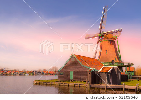 Windmill in Zaanse Schans, Netherlands 62109646