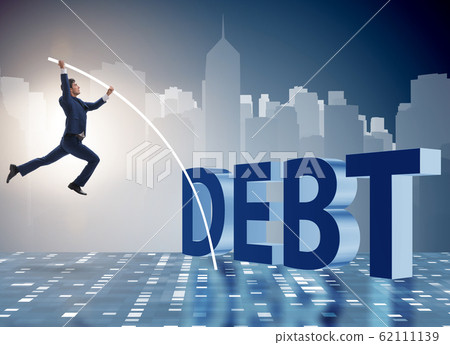 Businessman avoiding debt burden in business concept 62111139