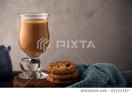 Coffee break composition with glass 62112387