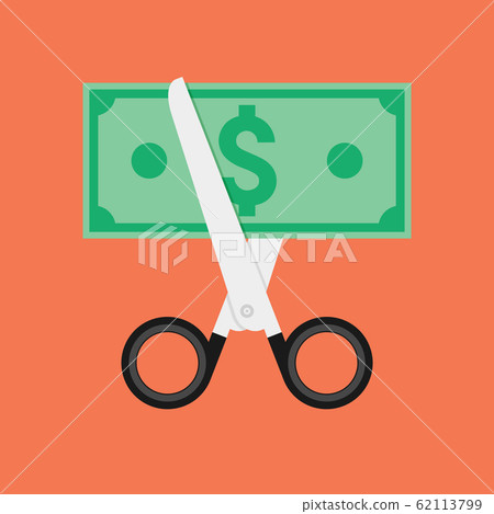 Cost cut vector icon. Price cheaper reduce flat icon, reduction rate discount Cost cut vector icon. Price cheaper reduce flat icon, reduction rate discount 62113799