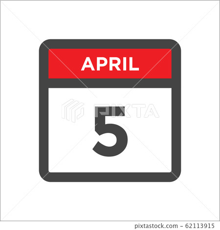 April 5 calendar icon with day of month April 5 calendar icon with day of month 62113915