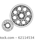 two gears in the style of zenart, black and white 62114534