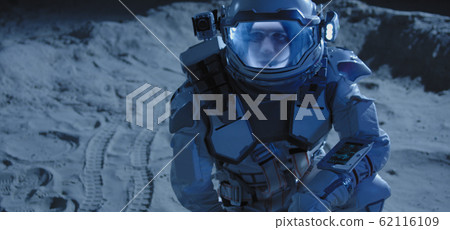 Astronaut checking his surroundings on Moon 62116109