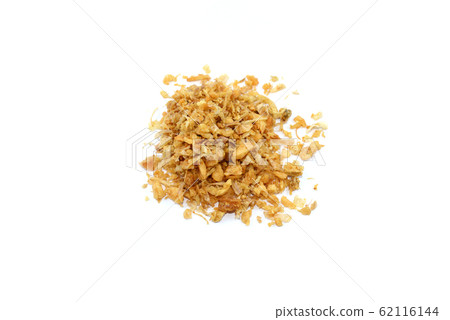 Fried garlic herb closeup on white background 62116144
