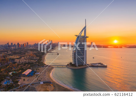 Aerial view of Burj Al Arab Jumeirah Island, Dubai 62116412