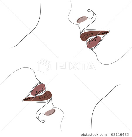 One Line Continuous Drawing Two Faces Modern Stock Illustration