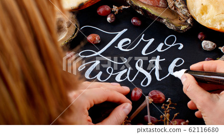 Somebody writing on a chalkboard Zero Waste 62116680