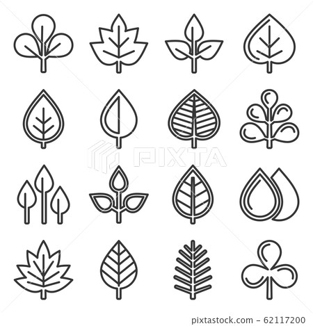 Leaf Icons Set on White Background. Line Style Vector Leaf Icons Set on White Background. Line Style Vector 62117200