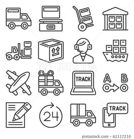 Shipping, Logistic and Delivery Icons Set. Line Style Vector Shipping, Logistic and Delivery Icons Set. Line Style Vector 62117210