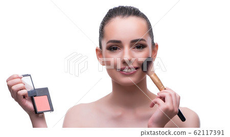 Woman in beauty concept applying make up using cosmetics Woman in beauty concept applying make up using cosmetics 62117391
