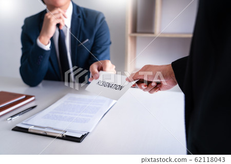Employee businessman submit or sending resignation Employee businessman submit or sending resignation 62118043
