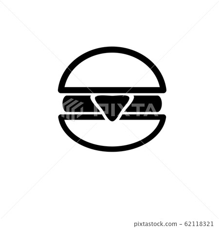 Black and white burger icon on white background Black and white burger icon on white background 62118321