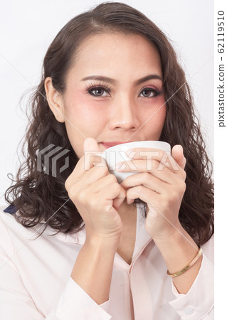 The girl and her favorite coffee 62119510