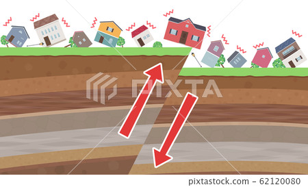 Cityscape and earthquake illustration_reverse fault_arrow_16: 9 62120080