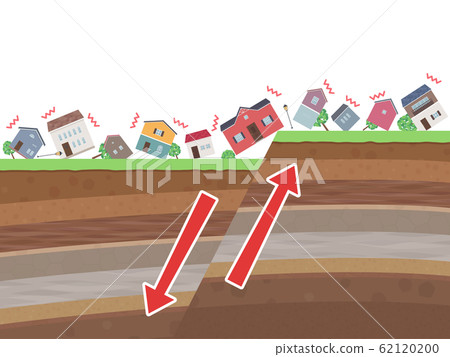 Cityscape and earthquake illustration_normal fault_arrow 62120200