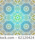 Seamless vintage style ceramic tiles wall decoration digitally generated in turquoise blue and golden shades 62120424