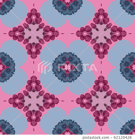 Retro ornament pink purple and baby blue stylish pattern digitally generated 62120426