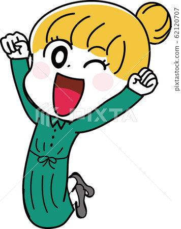 Illustration material: woman cute private clothes rejoice smile 62120707