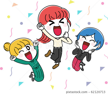 Illustration material: woman cute private clothes threesome 62120713