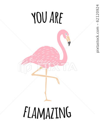 Vector Inspirational quote and sketch flamingo 62120924