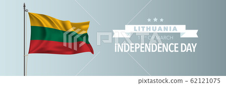 Lithuania happy independence day greeting card, banner vector illustration 62121075