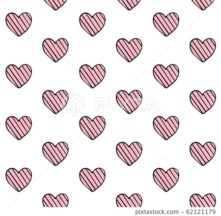 Vector seamless pattern of sketch pink heart - Stock Illustration ...
