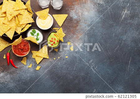 Mexican nachos chips and sauces Mexican nachos chips and sauces 62121305
