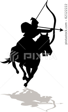 插圖素材軍閥剪影陰影盔甲弓馬矢量 62122222