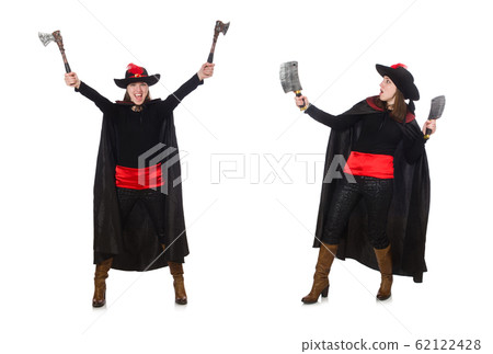 Woman pirate isolated on white 62122428