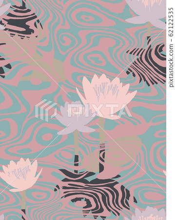 Seamless pattern with water texture and lily pads. Seamless pattern with water texture and lily pads. 62122535