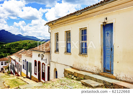 Facade of some old houses and street in colonial Facade of some old houses and street in colonial 62122668
