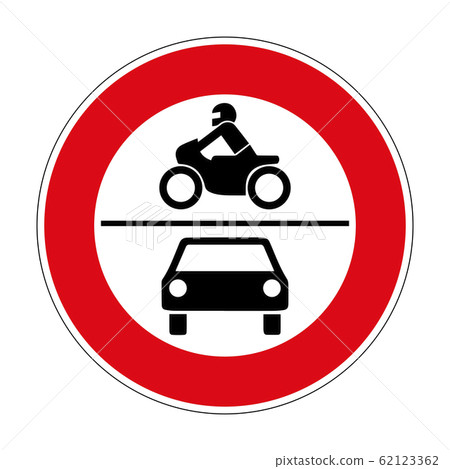 Prohibition for non-rail vehicles. Travel is prohibited for vehicles. Road sign of Germany. Europe. Vector graphics. Prohibition for non-rail vehicles. Travel is prohibited for vehicles. Road sign of Germany. Europe. Vector graphics. 62123362