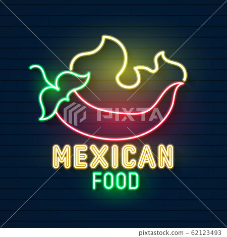 Neon Sign On Mexican Food, Tacos, Street Food, Neon Sign On Mexican Food, Tacos, Street Food, 62123493