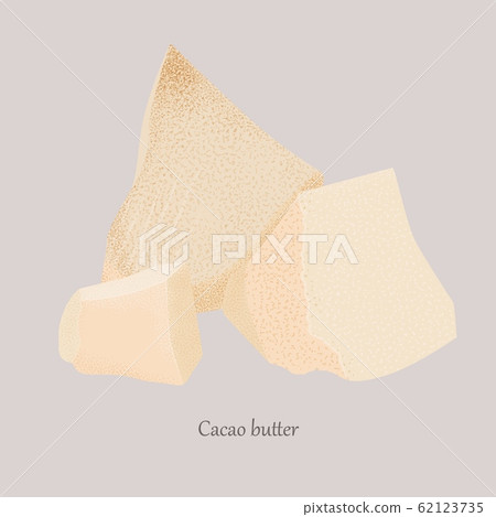 Pieces of cocoa butter on a gray logo background. Pieces of cocoa butter on a gray logo background. 62123735