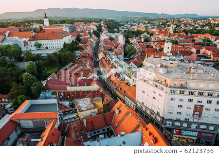 Zagreb Croatia. Aerial View from above of Ban Jelacic Square Zagreb Croatia. Aerial View from above of Ban Jelacic Square 62123736