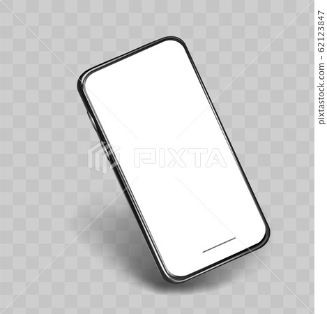 Mobile phone mock up side view on transparent background. 62123847