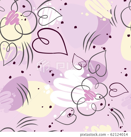 Cute purple abstract seamless pattern with flowers. Cute purple abstract seamless pattern with flowers. 62124014